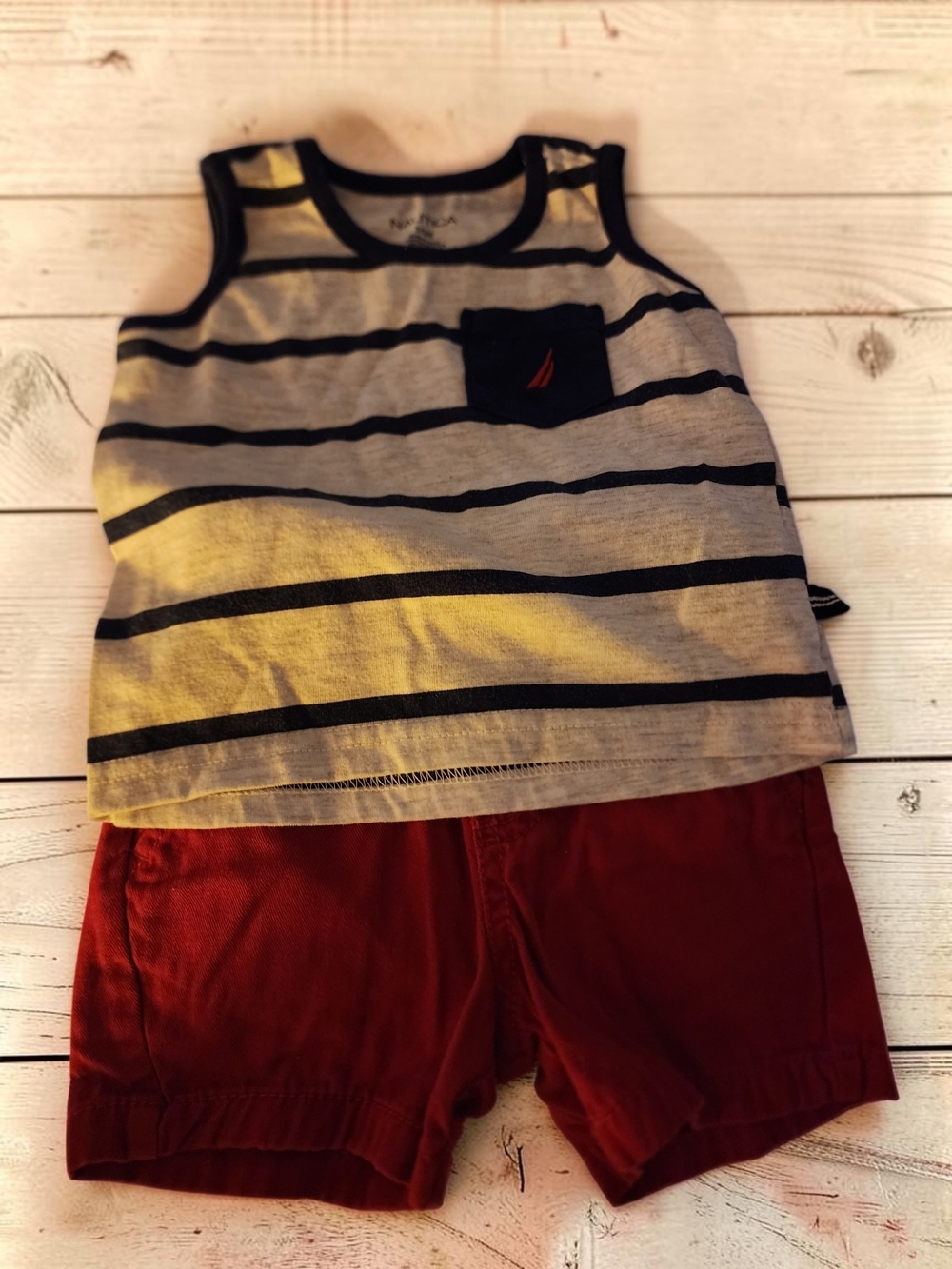 Nautica Striped Tank & Red Shorts Set